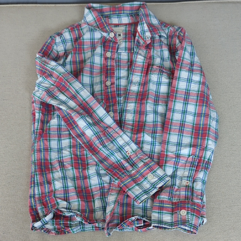 Mini Boden Red and Blue Plaid Button Down Shirt